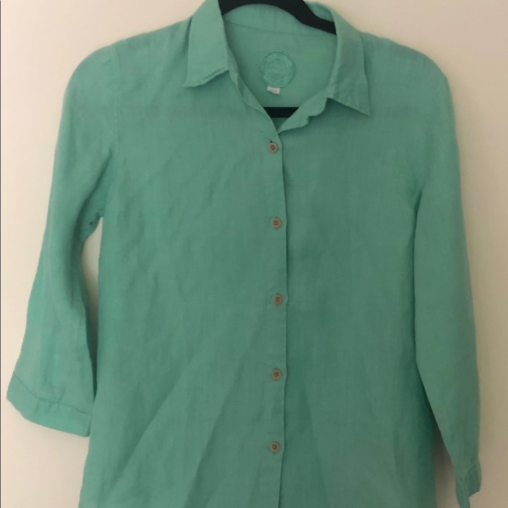 ZYGA Lin'n Laundry Linen Green Blouse
